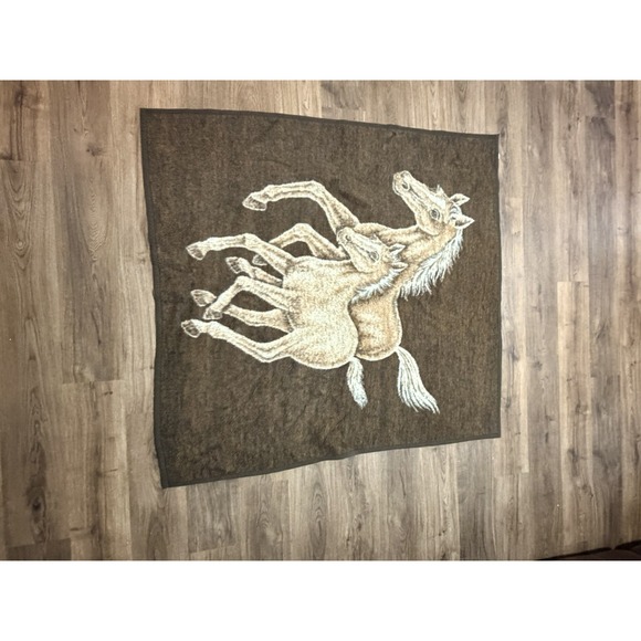Safari Weavers Other - Safari Weavers Blanket HORSE PONY Brown & Tan cream 61x70 Equestrian made in USA